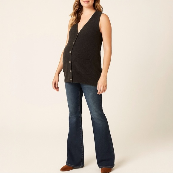 VINCE x A PEA IN THE POD 100% Cashmere Maternity Sweater Vest - Picture 1 of 10